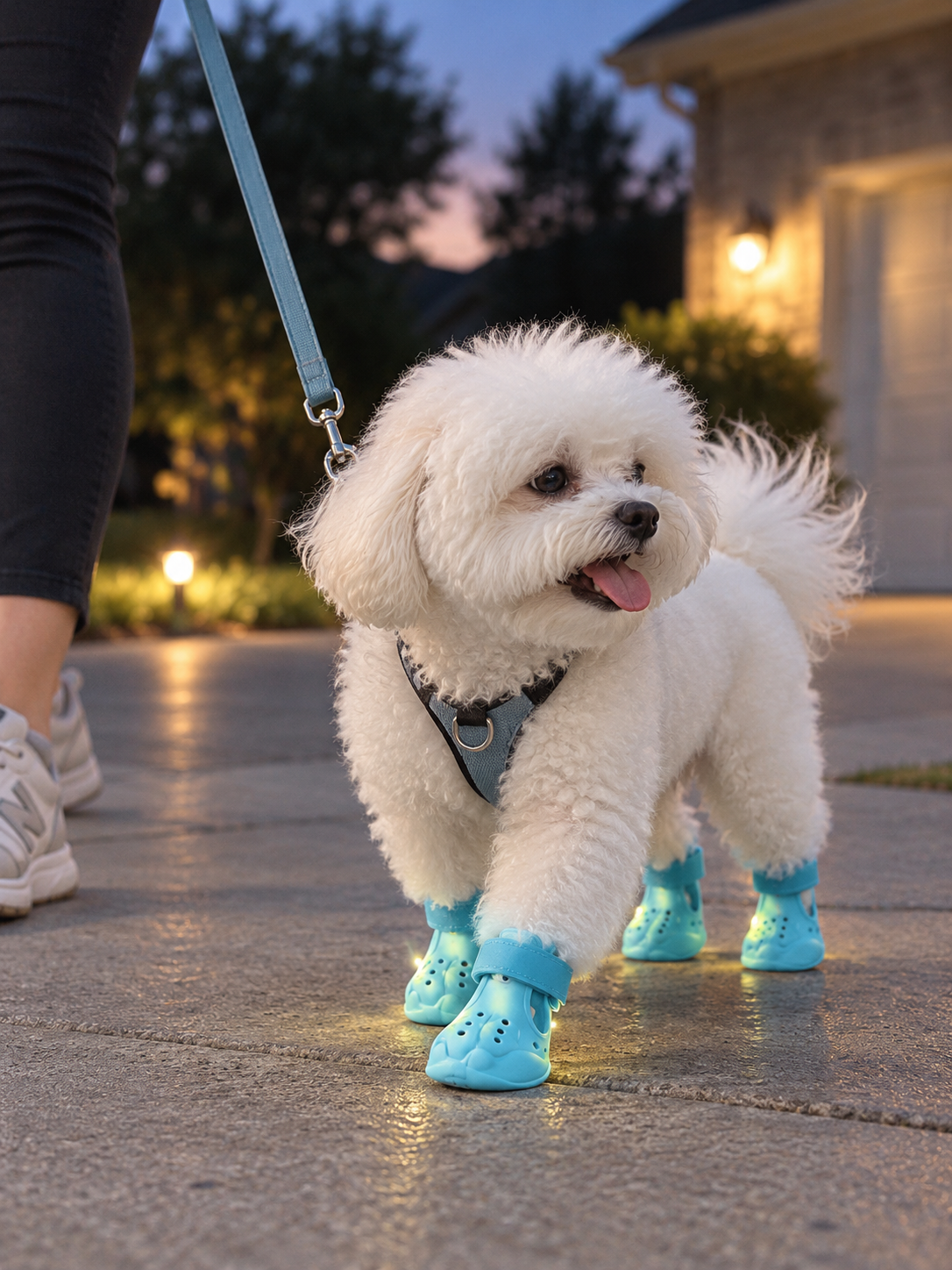 LightPaws™ Luminous Dog Shoes in an everyday home setting